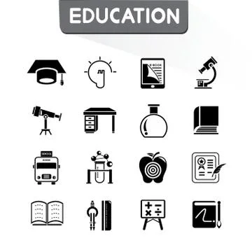 Education icons Stock Illustration