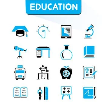 Education icons Stock Illustration