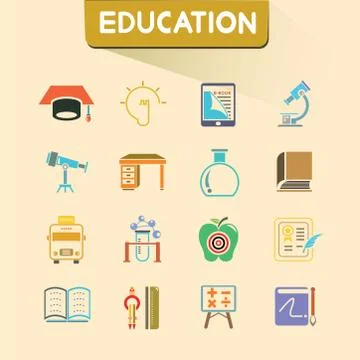 Education icons Stock Illustration