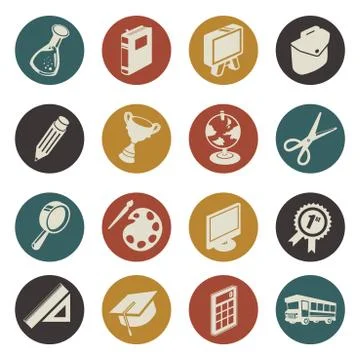 Education icons Stock Illustration
