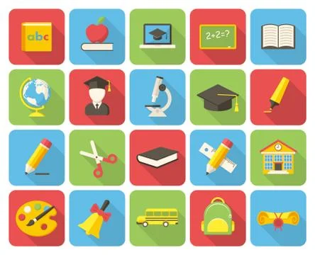 Education icons Stock Illustration