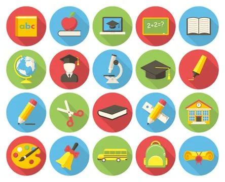 Education icons Stock Illustration