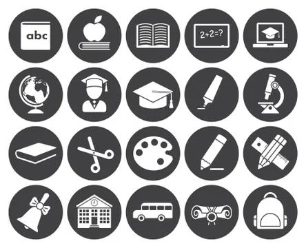 Education icons Stock Illustration