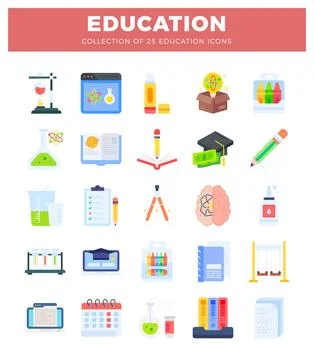 Education icons for learning and creativity. presented in a clean. modern f.. Illustrazione stock