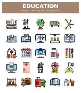 Education icons for learning and development Illustrazione stock