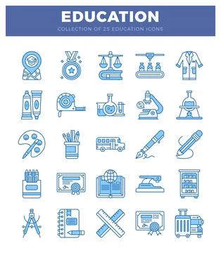 Education icons for learning. science. and art Stock Illustration