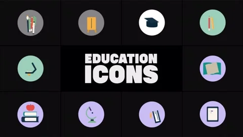 Education Icons Motion Graphics Stock Footage 245815187