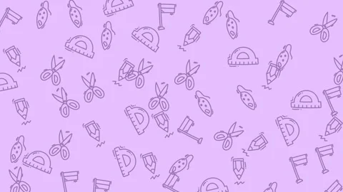 Education icons on purple background Vidéo 334183124