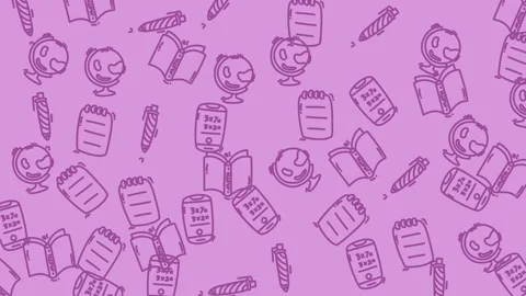 Education icons on purple background Stockbeeldmateriaal 334183376