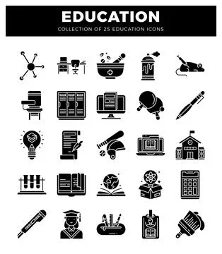 Education icons representing science. study. and learning. Illustrazione stock