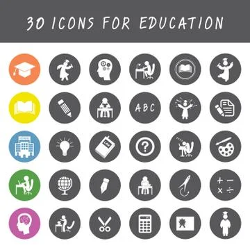 Education icons set Stock Illustration