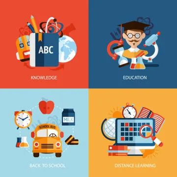 Education icons set 库存插图