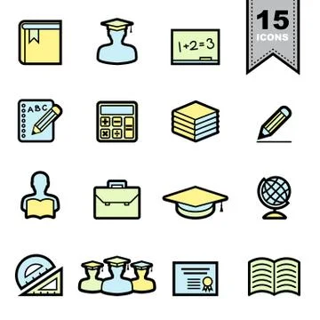 Education icons set Stockillustratie