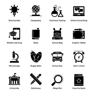 Education Icons Set Illustrazione stock