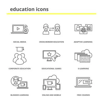 Education icons set Stock Illustration