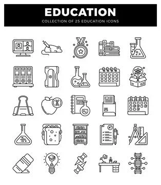Education icons set on a white background. Stock Illustration