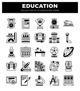 Education icons on white background. Flat design. vector illustration. Stock Illustration
