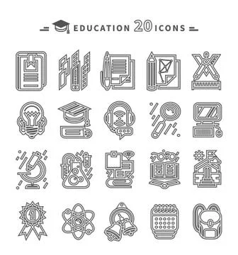 Education Icons on White Background Stock Illustration
