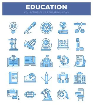 Education icons on a white background. Ilustración de archivo