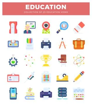 Education icons on white background Illustrazione stock