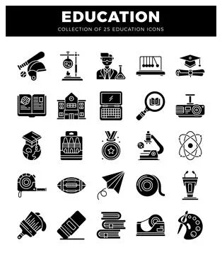 Education icons on a white background. Stock Illustration