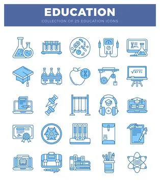 Education icons on a white background Stock Illustration