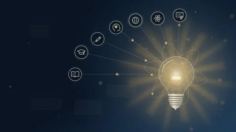 Education Idea Bulb Animation Light Bulb Concept Creative Thinking Graphic Stock Footage 347415653