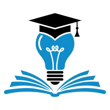 Education Idea Concept with Light Bulb, Graduation Cap and Open Book Stock Illustration