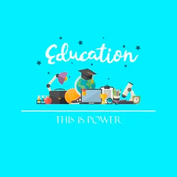 Education illustration concept with text ,knowledge icon set in flat style Stock Illustration