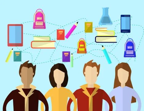 Education infographic. Flat vector illustration for e-learning and online edu Illustrazione stock