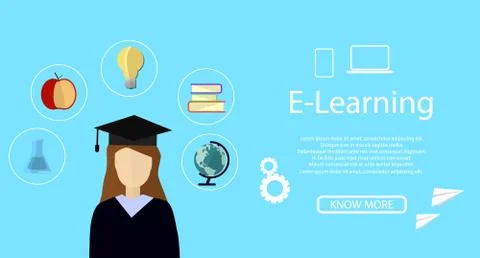 Education infographic. Flat vector illustration for e-learning and online edu Illustrazione stock