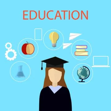 Education infographic. Flat vector illustration for e-learning and online edu Stock Illustration