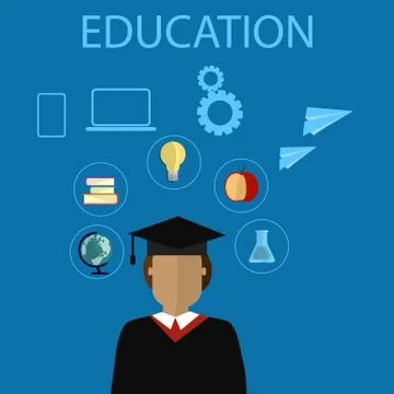 Education infographic. Flat vector illustration for e-learning and online edu Illustrazione stock