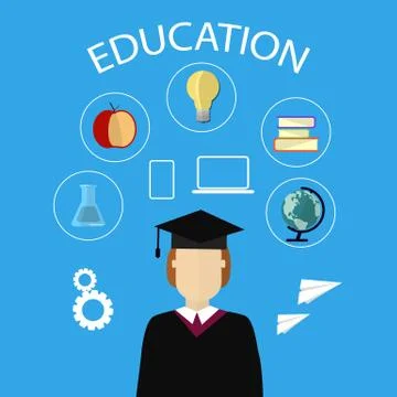 Education infographic. Flat vector illustration for e-learning and online edu Stock Illustration