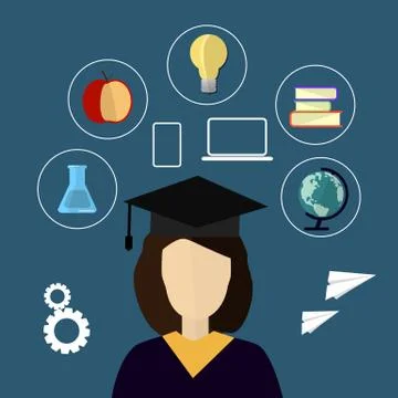 Education infographic. Flat vector illustration for e-learning and online edu Stock Illustration