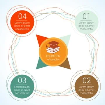Education infographic for presentation flat with 4 options Stock Illustration