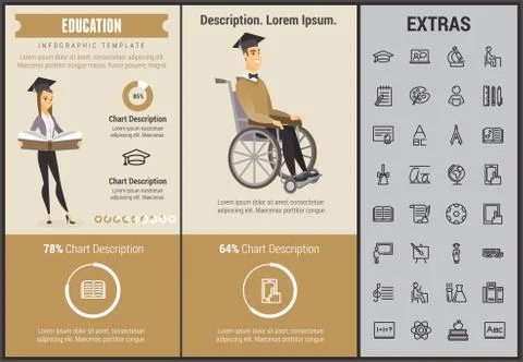 Education infographic template, elements and icons Stock Illustration
