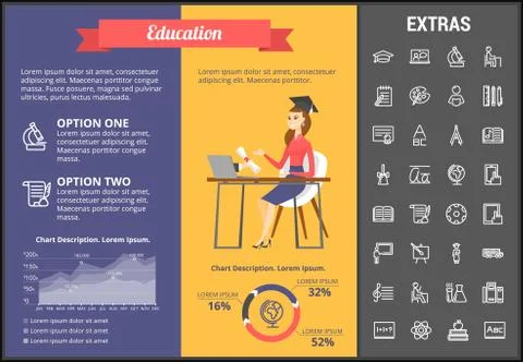 Education infographic template, elements and icons Stockillustratie