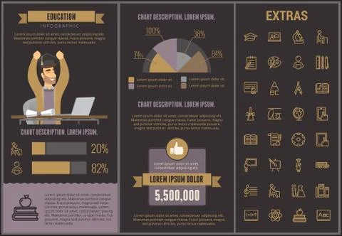 Education infographic template, elements and icons 스톡 일러스트