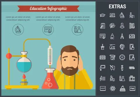Education infographic template, elements and icons Stock Illustration