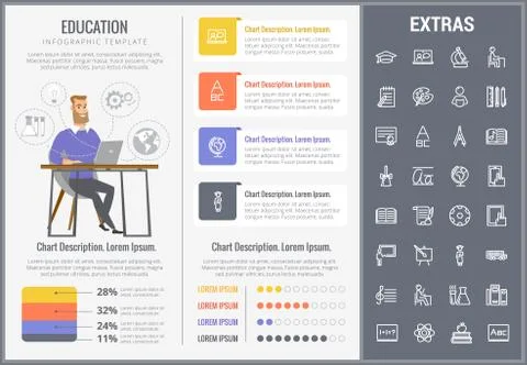 Education infographic template, elements and icons 스톡 일러스트