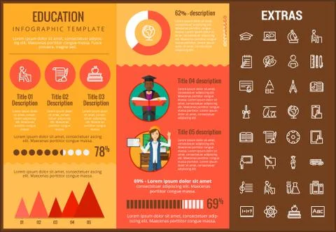 Education infographic template, elements and icons Illustrazione stock