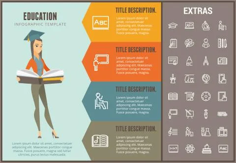 Education infographic template, elements and icons 库存插图