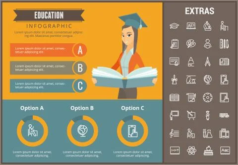 Education infographic template, elements and icons 스톡 일러스트