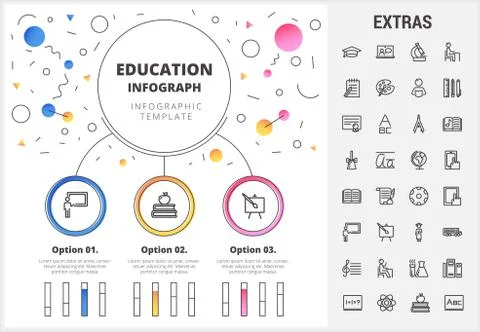 Education infographic template, elements and icons Illustrazione stock