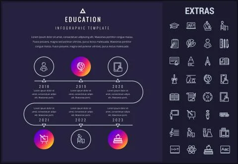 Education infographic template, elements and icons Stock Illustration