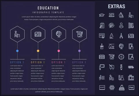Education infographic template, elements and icons Stock Illustration