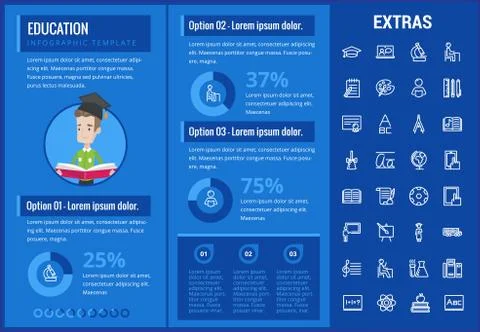 Education infographic template, elements and icons Stockillustratie