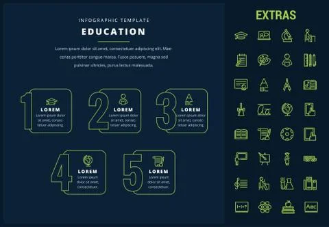 Education infographic template, elements and icons 库存插图