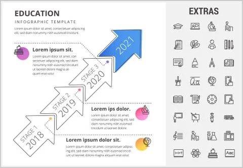 Education infographic template, elements and icons Stock Illustration